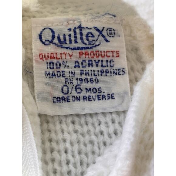 Vintage Quiltex Baby Hooded Sweater 0-6 Mo Peter Rabbit Ivory Beatrix Potter - Picture 5 of 5